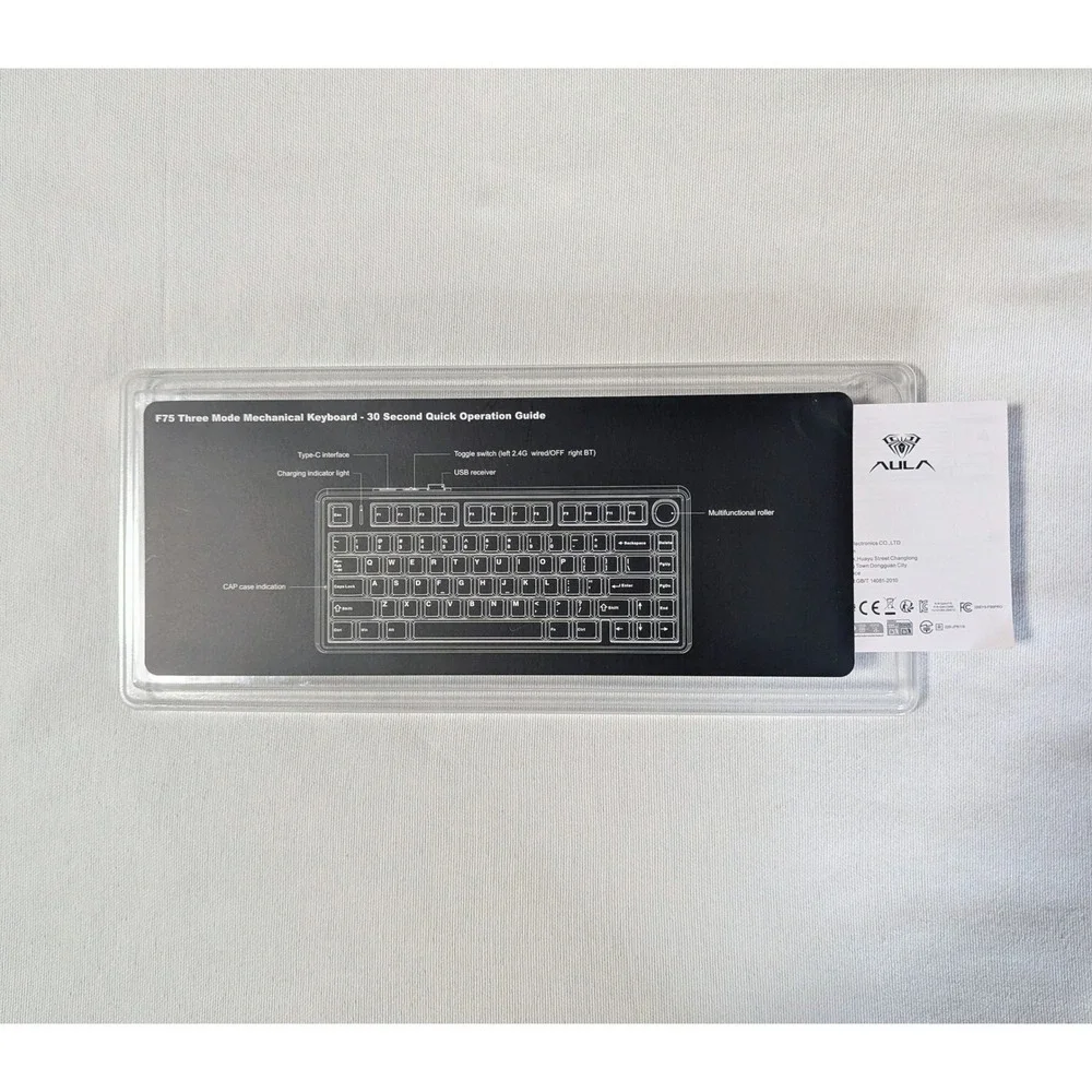 AULA F75 Wireless Mechanical Keyboard Ice Blue Gray Wood Switch V3 Gasket 75%